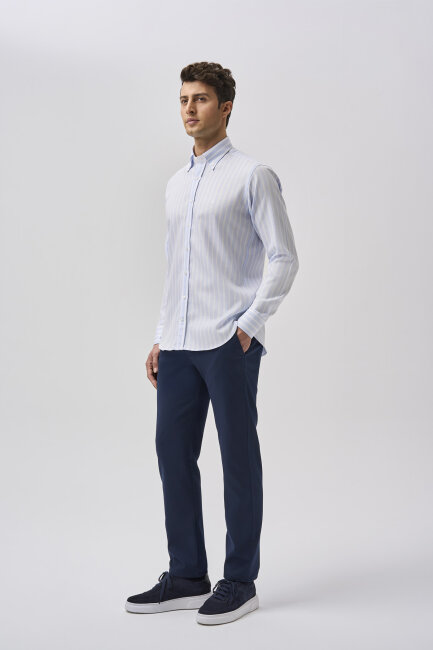 Bisse Studio Erkek Regular Fit Uzun Kollu Açık Mavi Cepsiz Gömlek (1)