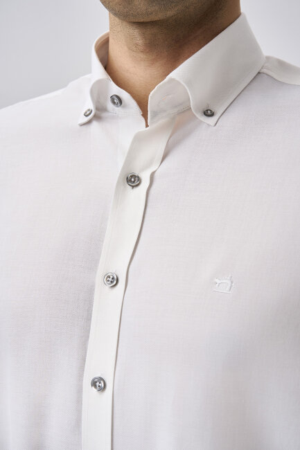 Bisse Studio Erkek Regular Fit Uzun Kollu Beyaz Gömlek - 4