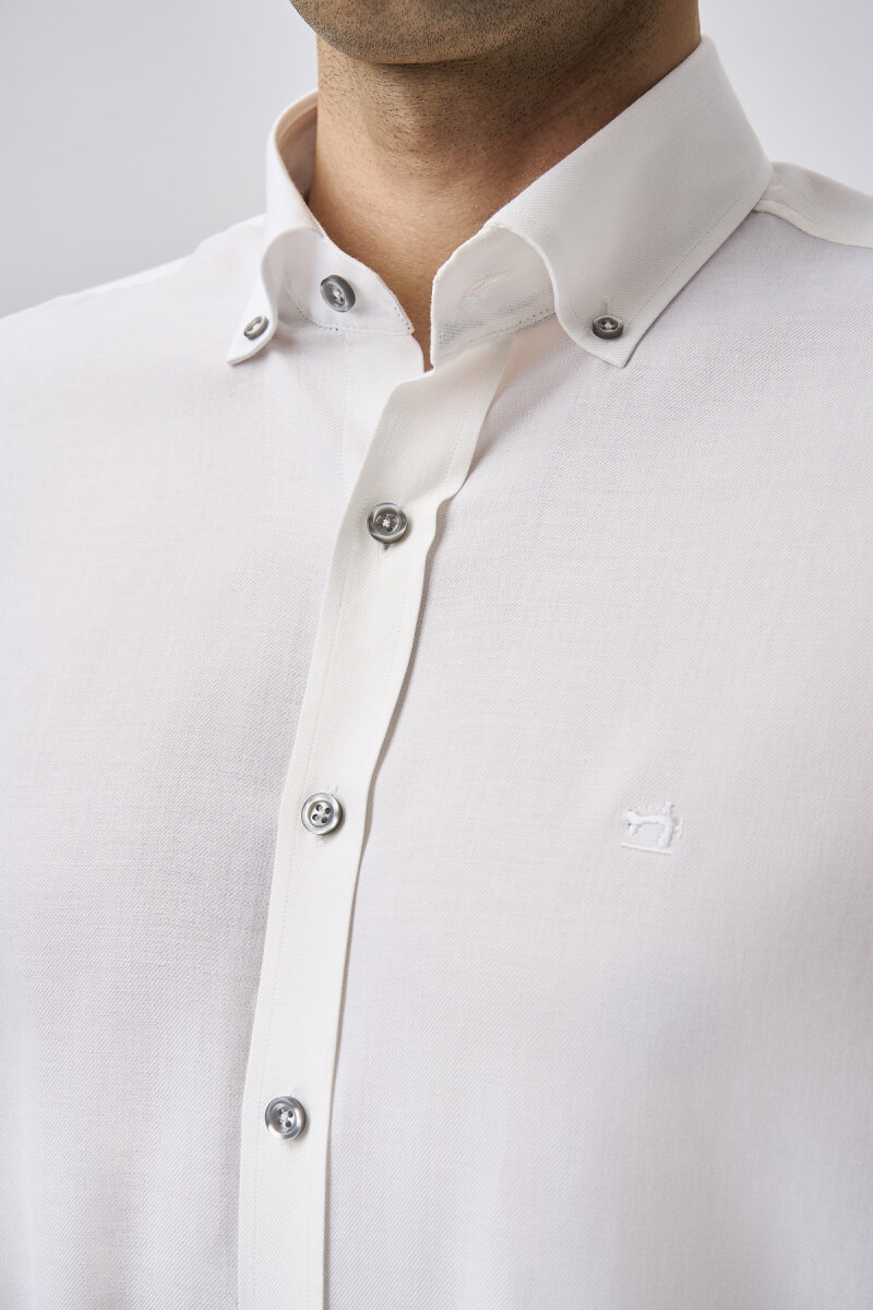 Bisse Studio Erkek Regular Fit Uzun Kollu Beyaz Gömlek - 4
