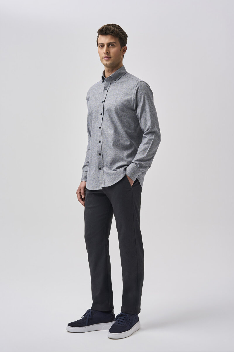 Bisse Studio Erkek Regular Fit Uzun Kollu Cepsiz Gömlek Gri - 2