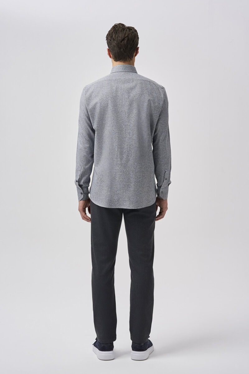Bisse Studio Erkek Regular Fit Uzun Kollu Cepsiz Gömlek Gri - 3