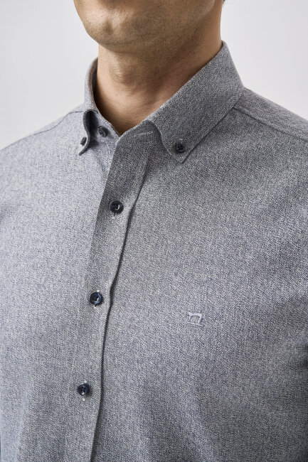 Bisse Studio Erkek Regular Fit Uzun Kollu Cepsiz Gömlek Gri - 4