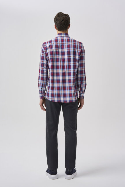 Bisse Studio Erkek Regular Fit Uzun Kollu Cepsiz Gömlek Kırmızı - 3