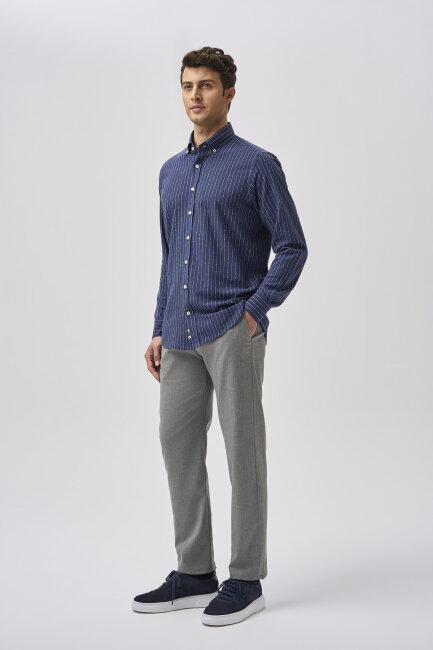 Bisse Studio Erkek Regular Fit Uzun Kollu Cepsiz Gömlek Lacivert - 2