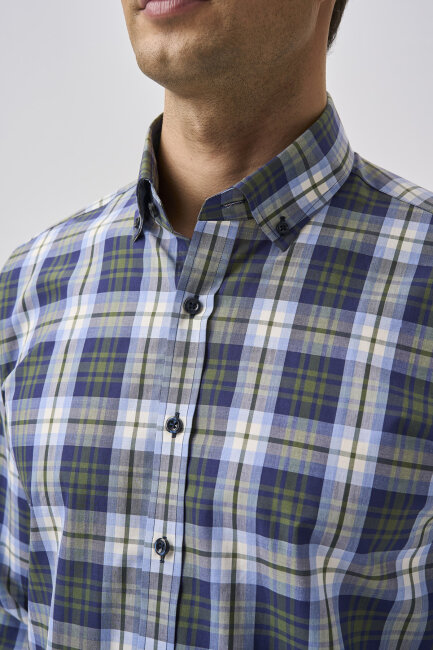 Bisse Studio Erkek Regular Fit Uzun Kollu Cepsiz Gömlek Yeşil - 4