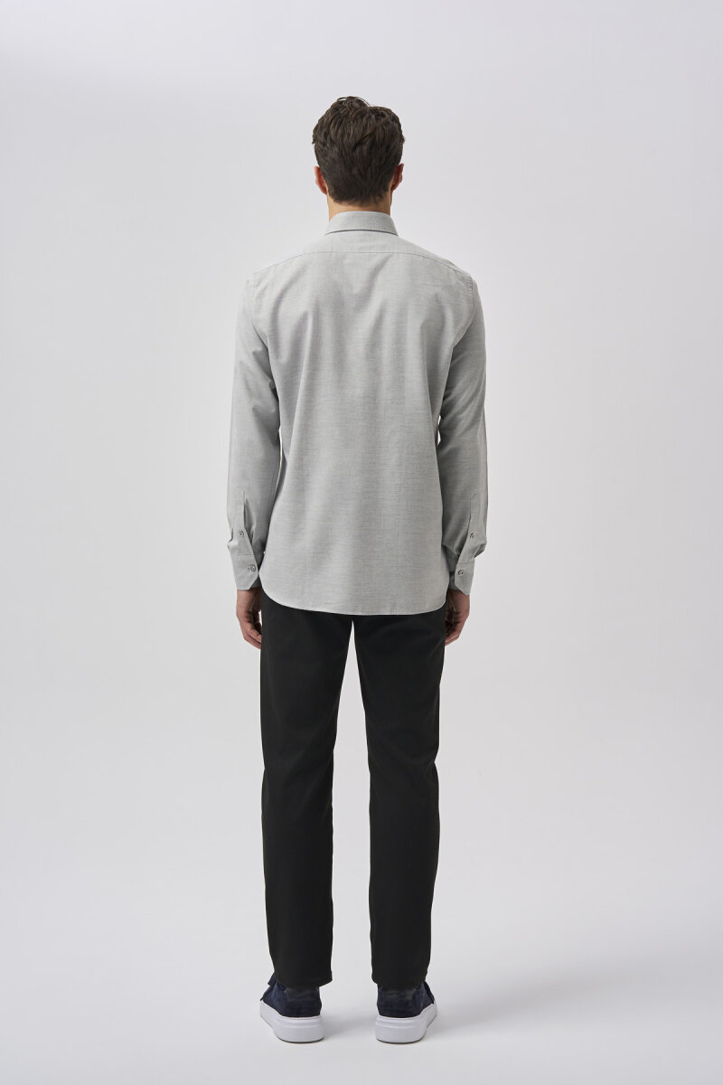 Bisse Studio Erkek Regular Fit Uzun Kollu Gri Cepsiz Gömlek - 3