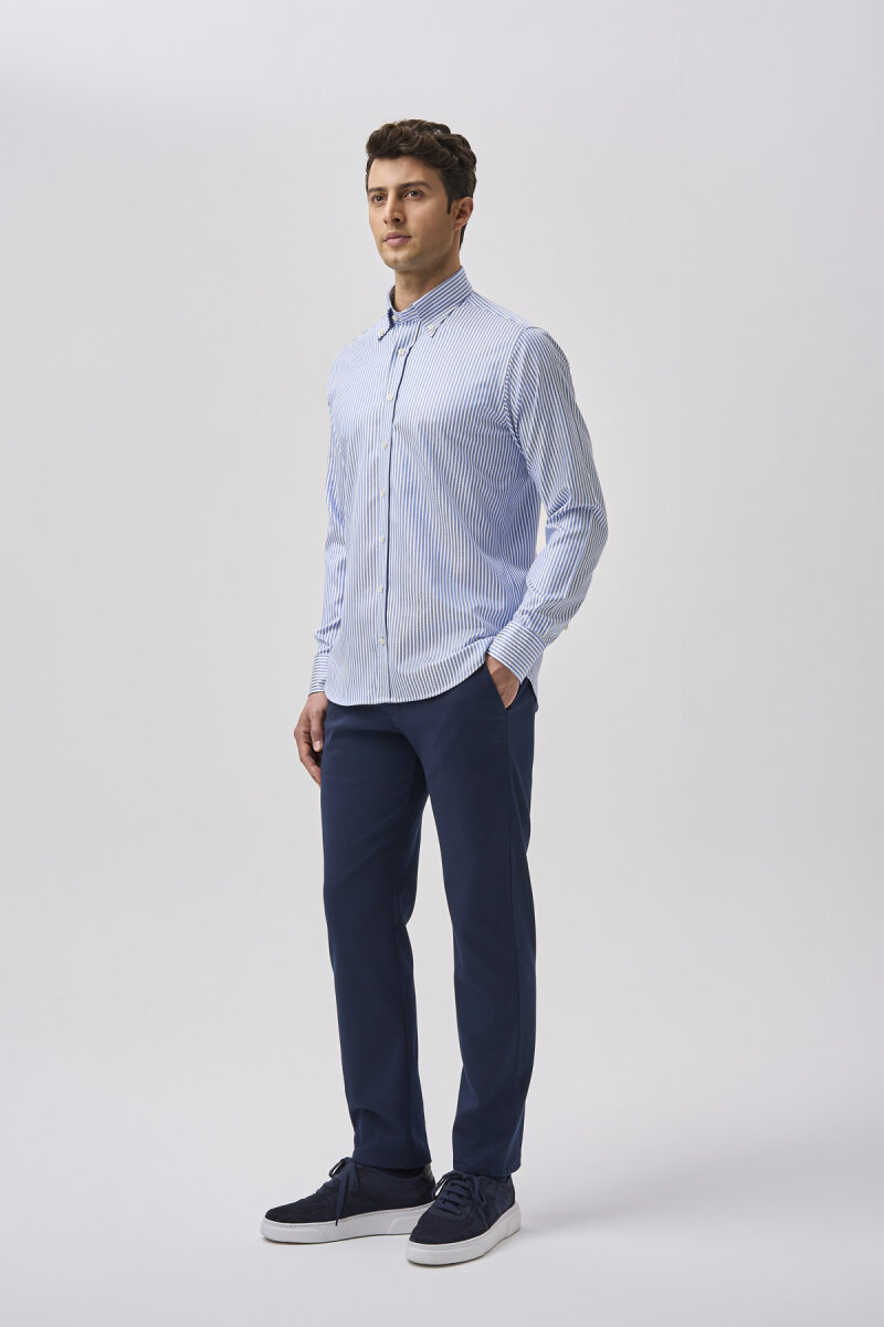 Bisse Studio Erkek Regular Fit Uzun Kollu Mavi Cepsiz Gömlek - 2