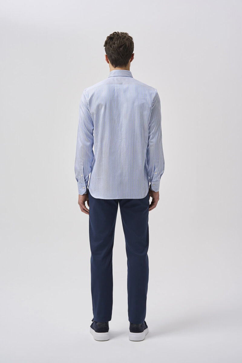 Bisse Studio Erkek Regular Fit Uzun Kollu Mavi Cepsiz Gömlek - 3