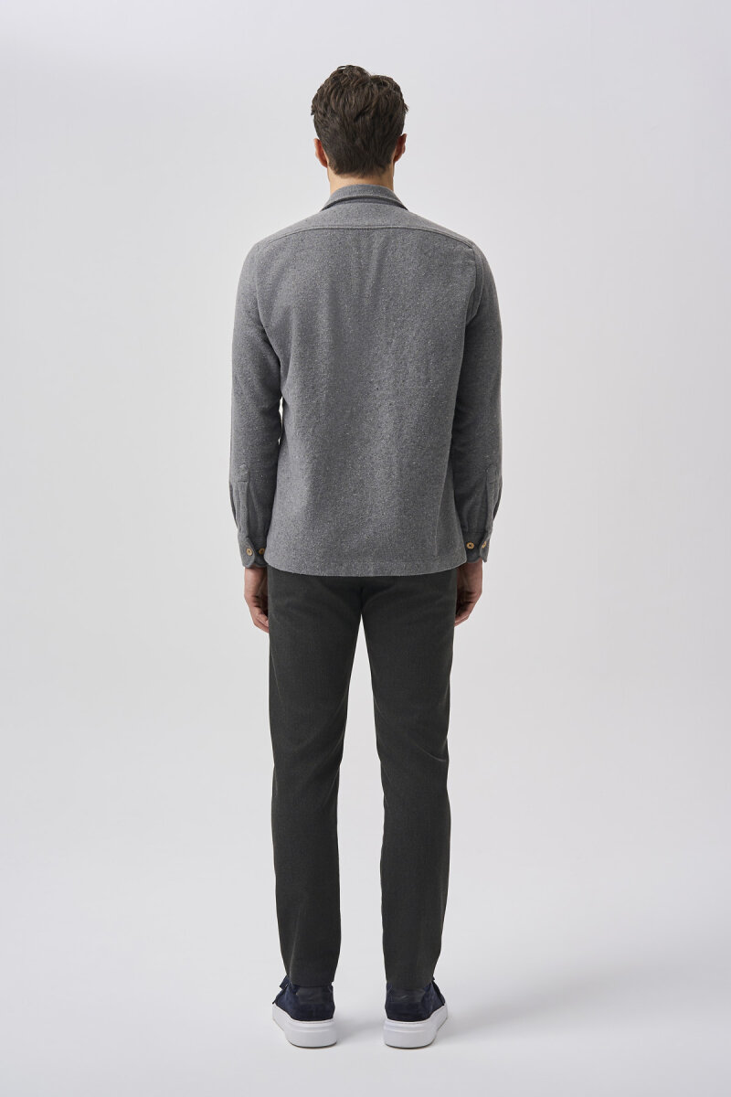 Bisse Studio Erkek Uzun Kollu Çift Cepli Oduncu Gömlek Antrasıt - 3