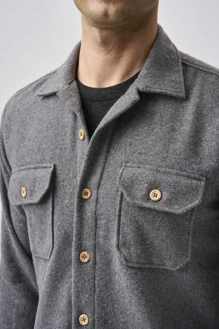 Bisse Studio Erkek Uzun Kollu Çift Cepli Oduncu Gömlek Antrasıt - 4