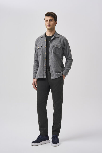 Bisse Studio Erkek Uzun Kollu Çift Cepli Oduncu Gömlek Antrasıt (1)