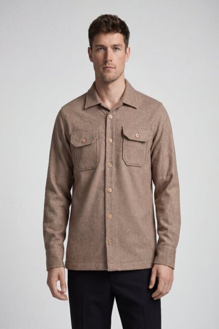 Bisse Studio Erkek Uzun Kollu Çift Cepli Oduncu Gömlek Camel - 6