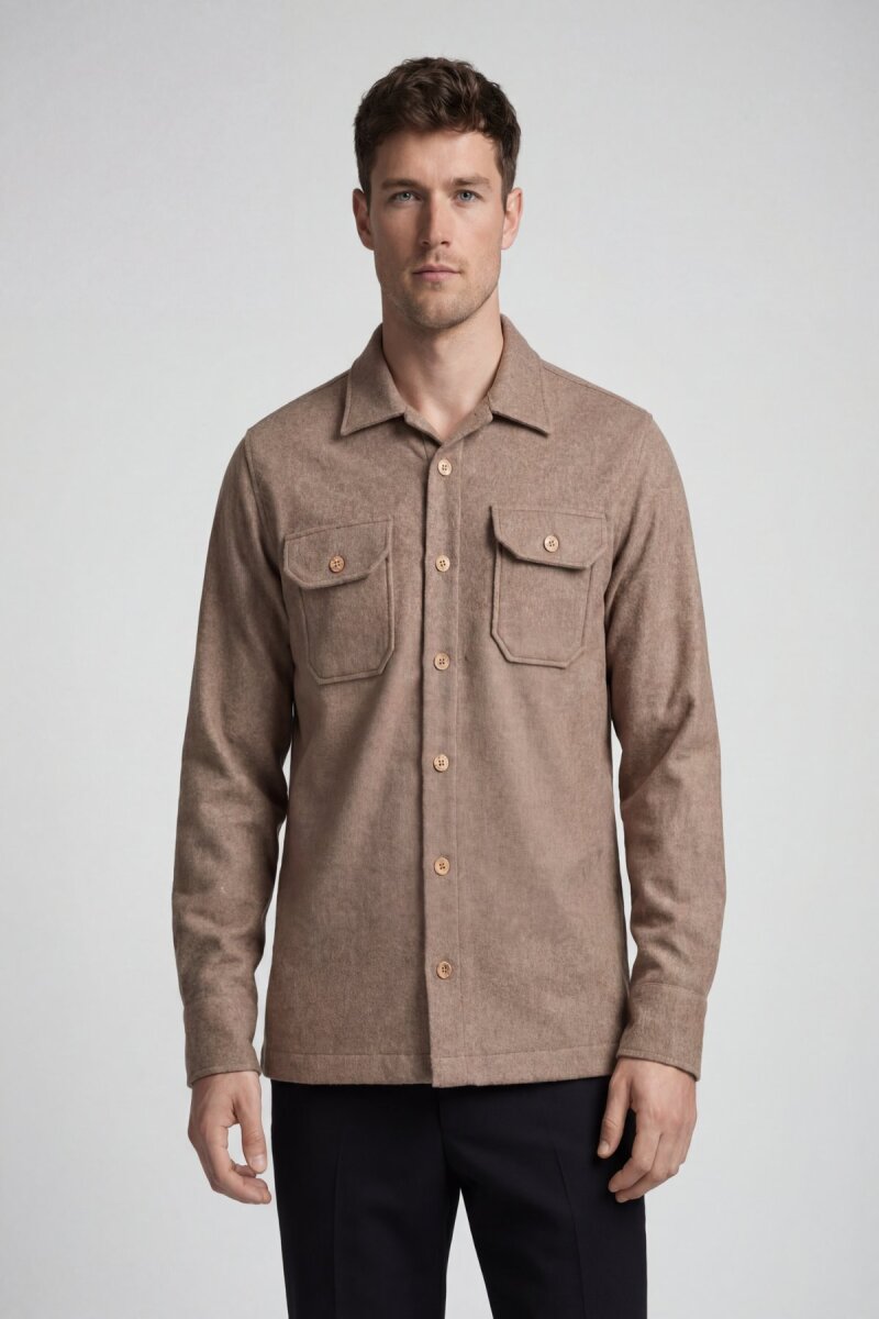 Bisse Studio Erkek Uzun Kollu Çift Cepli Oduncu Gömlek Camel - 6