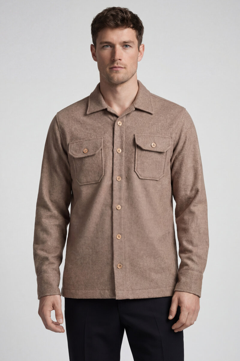 Bisse Studio Erkek Uzun Kollu Çift Cepli Oduncu Gömlek Camel