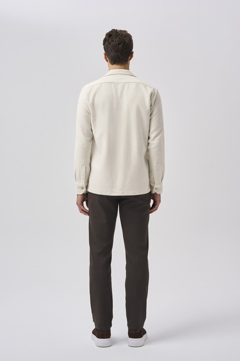 Bisse Studio Erkek Uzun Kollu Çift Cepli Oduncu Gömlek Ekru - 3