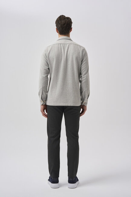 Bisse Studio Erkek Uzun Kollu Çift Cepli Oduncu Gömlek Gri - 3