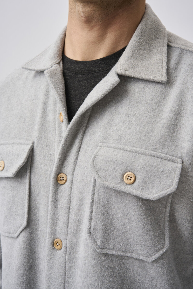 Bisse Studio Erkek Uzun Kollu Çift Cepli Oduncu Gömlek Gri - 4