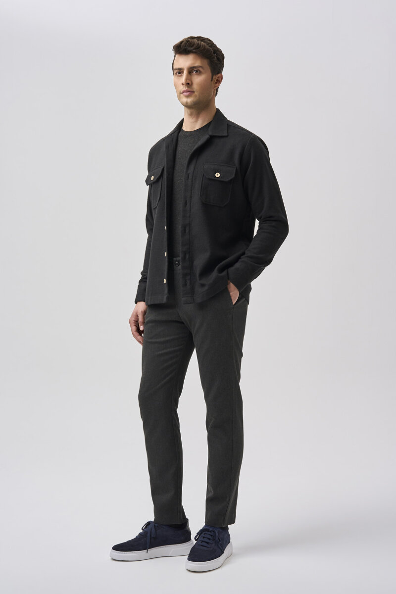 Bisse Studio Erkek Uzun Kollu Çift Cepli Oduncu Gömlek Siyah (1)