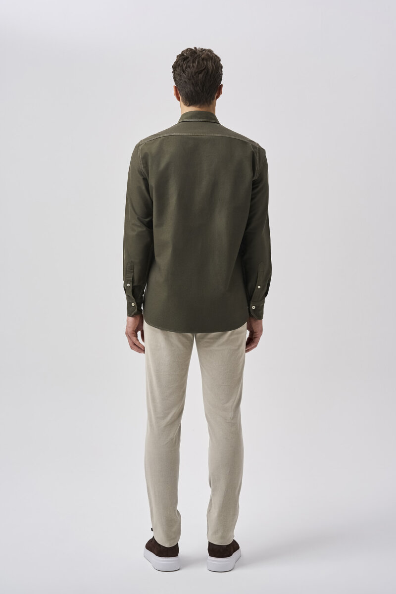 Bisse Studio Erkek Uzun Kollu Dikiş Detaylı Yeşil Gömlek - 3