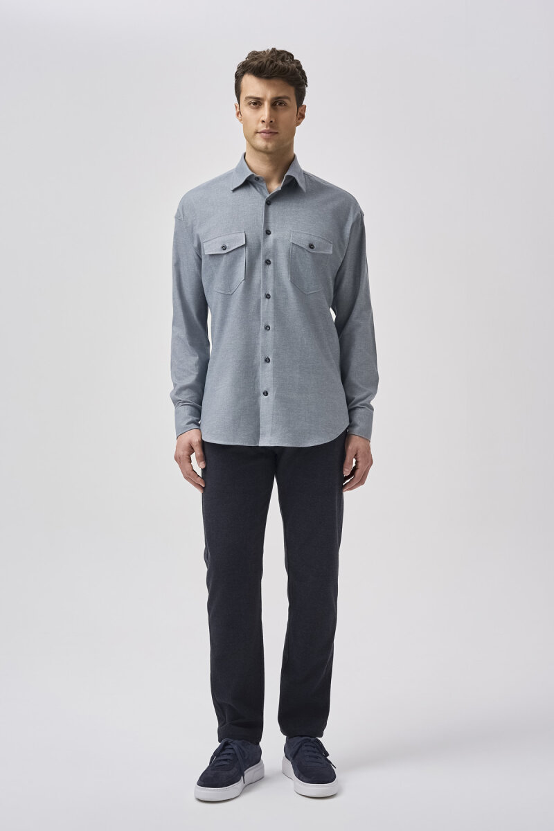 Bisse Studio Erkek Uzun Kollu Gri Gömlek