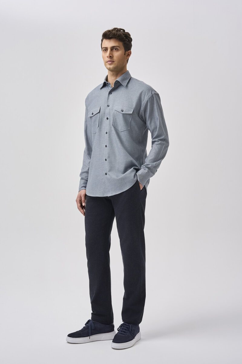 Bisse Studio Erkek Uzun Kollu Gri Gömlek (1)