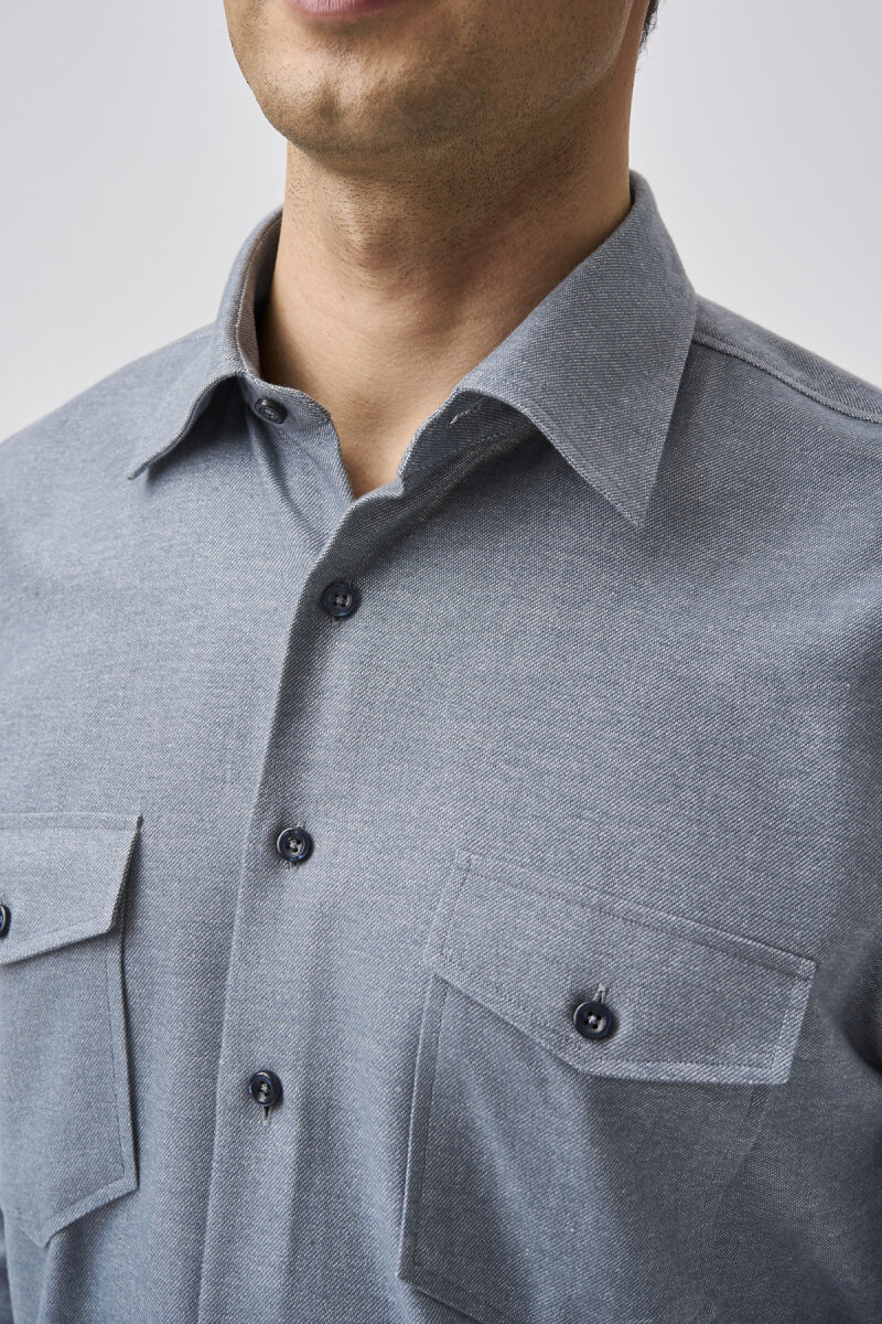 Bisse Studio Erkek Uzun Kollu Gri Gömlek - 4
