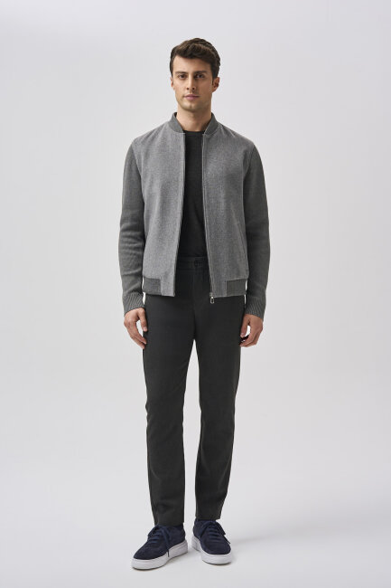 Bisse Studio Örgü Detaylı Çıtçıtlı Ribanalı Gri Mont