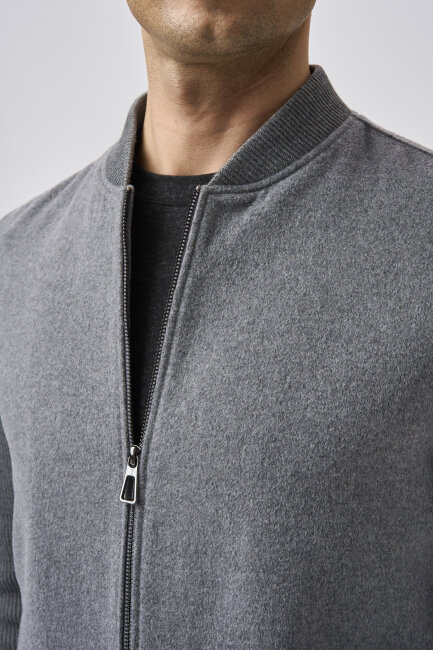 Bisse Studio Örgü Detaylı Çıtçıtlı Ribanalı Gri Mont - 4