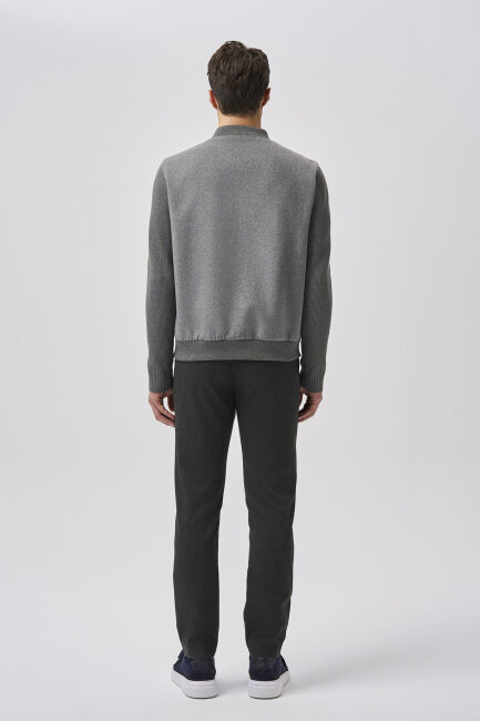 Bisse Studio Örgü Detaylı Çıtçıtlı Ribanalı Gri Mont - 3