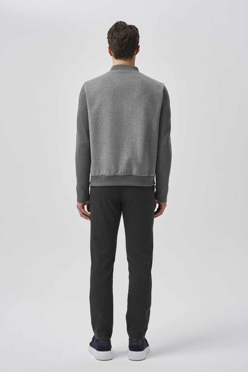 Bisse Studio Örgü Detaylı Çıtçıtlı Ribanalı Gri Mont - 3