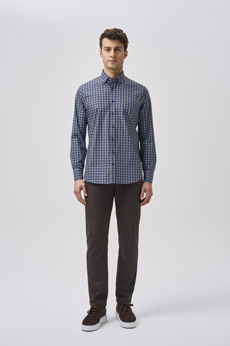 Bisse Studio Regular Fit Uzun Kollu Haki Erkek Gömlek - 1