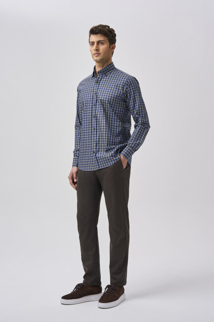 Bisse Studio Regular Fit Uzun Kollu Haki Erkek Gömlek (1)