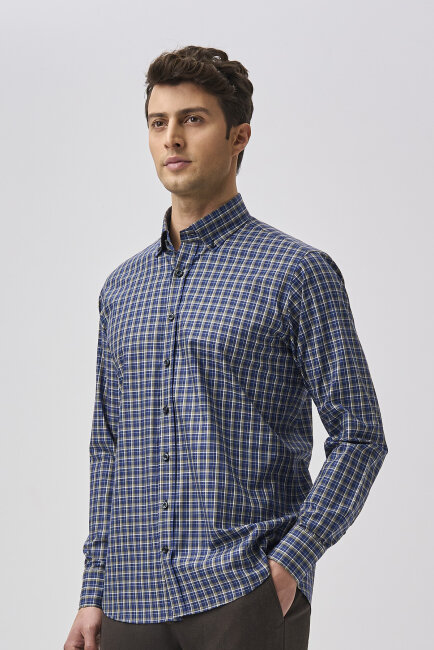 Bisse Studio Regular Fit Uzun Kollu Haki Erkek Gömlek - 5