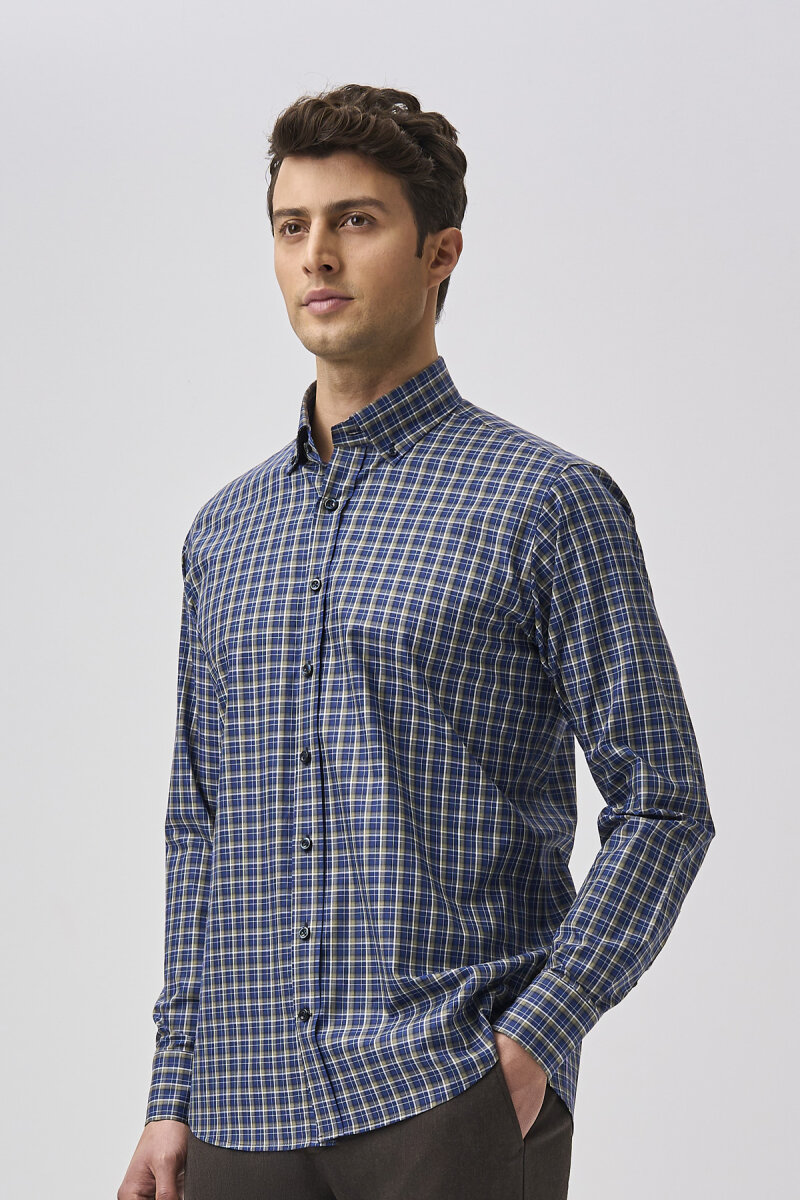 Bisse Studio Regular Fit Uzun Kollu Haki Erkek Gömlek - 5