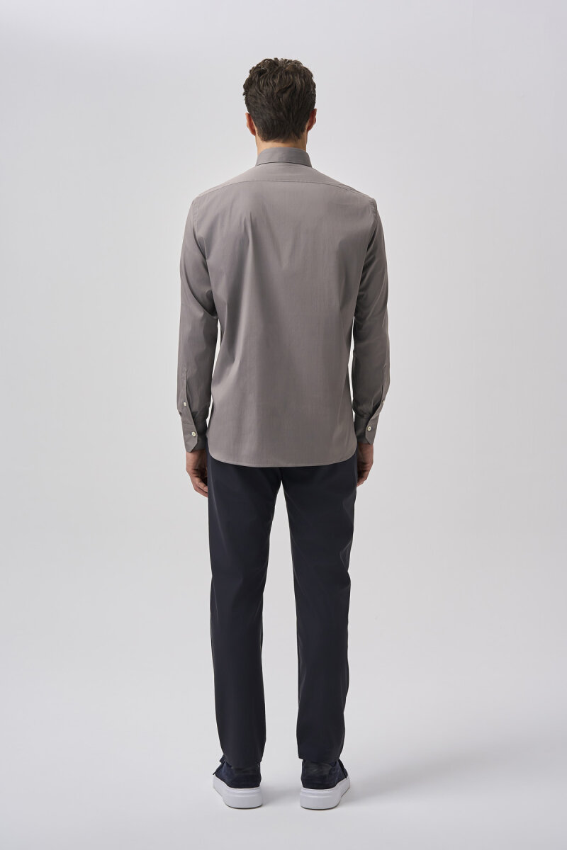 Bisse Studio Uzun Kollu Paşa Yaka Fleto Cep Erkek Gömlek - 3