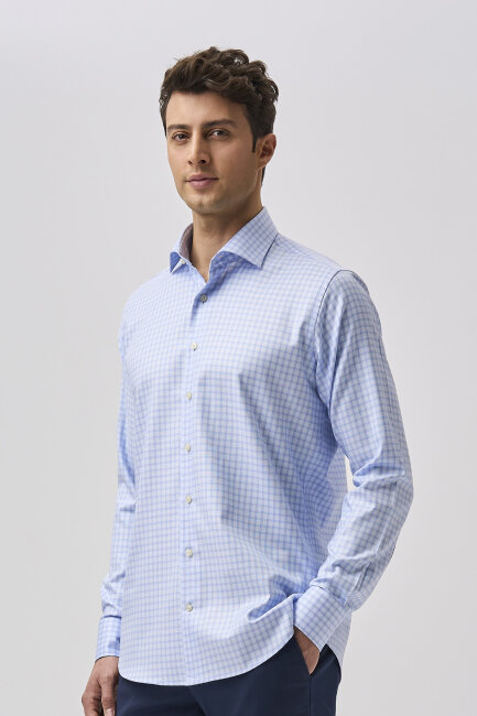 Bisse Studio Uzun Kollu Regular Fit Erkek Gömlek Açık Mavi - 5