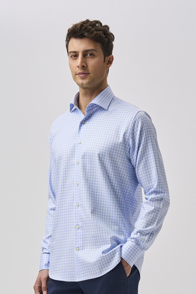 Bisse Studio Uzun Kollu Regular Fit Erkek Gömlek Açık Mavi - 5