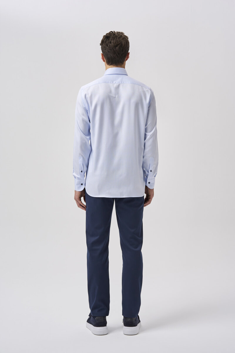 Bisse Studio Uzun Kollu Regular Fit İtalyan Yaka Cepsiz Erkek Açık Mavi Gömlek - 3