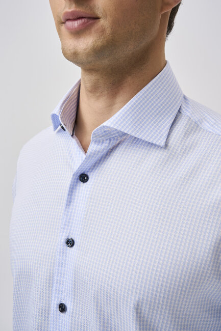 Bisse Studio Uzun Kollu Regular Fit İtalyan Yaka Cepsiz Erkek Açık Mavi Gömlek - 4