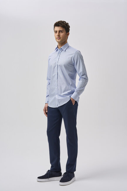 Bisse Studio Uzun Kollu Spor Yaka Erkek Gömlek Açık Mavi (1)