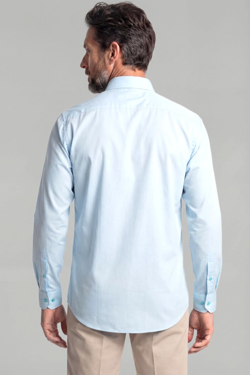 Casuel Regular Fit Spor Pamuk Açık Mavi Erkek Gömlek - 2