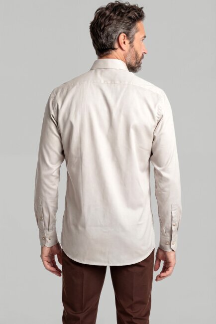 Casuel Regular Fit Spor Pamuk Bej Erkek Gömlek - 2
