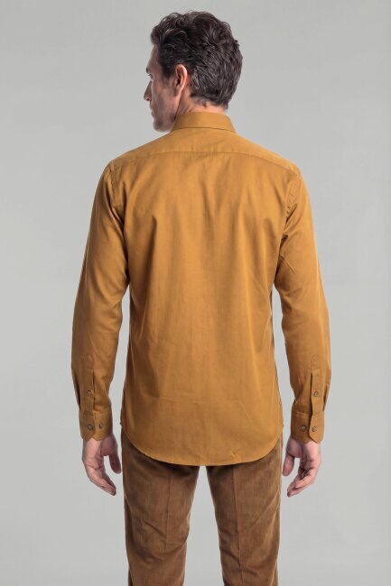 Casuel Regular Fit Spor Pamuk Hardal Erkek Gömlek - 2