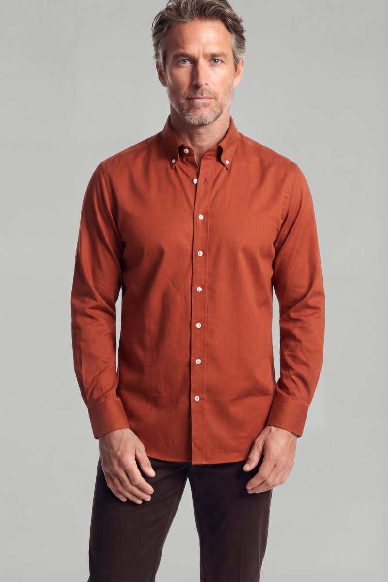 Casuel Regular Fit Spor Pamuk Kiremit Erkek Gömlek - 1