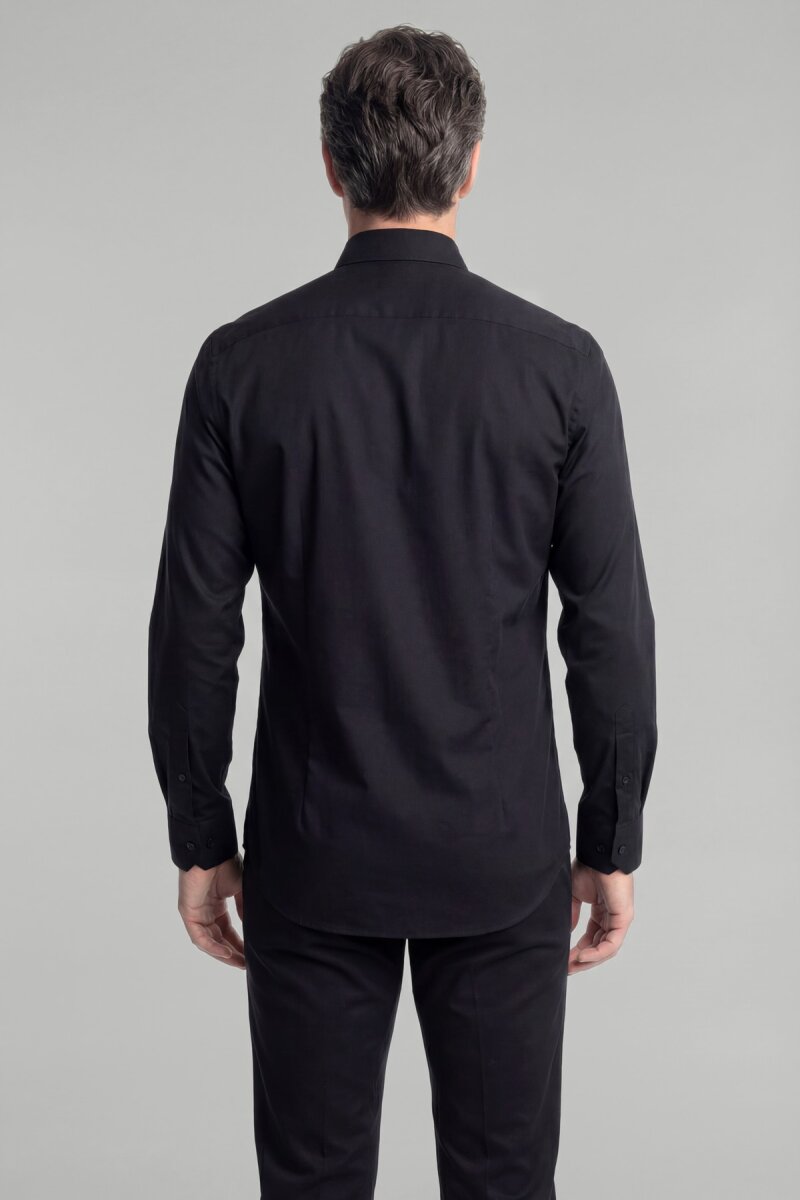 Casuel Regular Fit Spor Pamuk Siyah Erkek Gömlek - 2