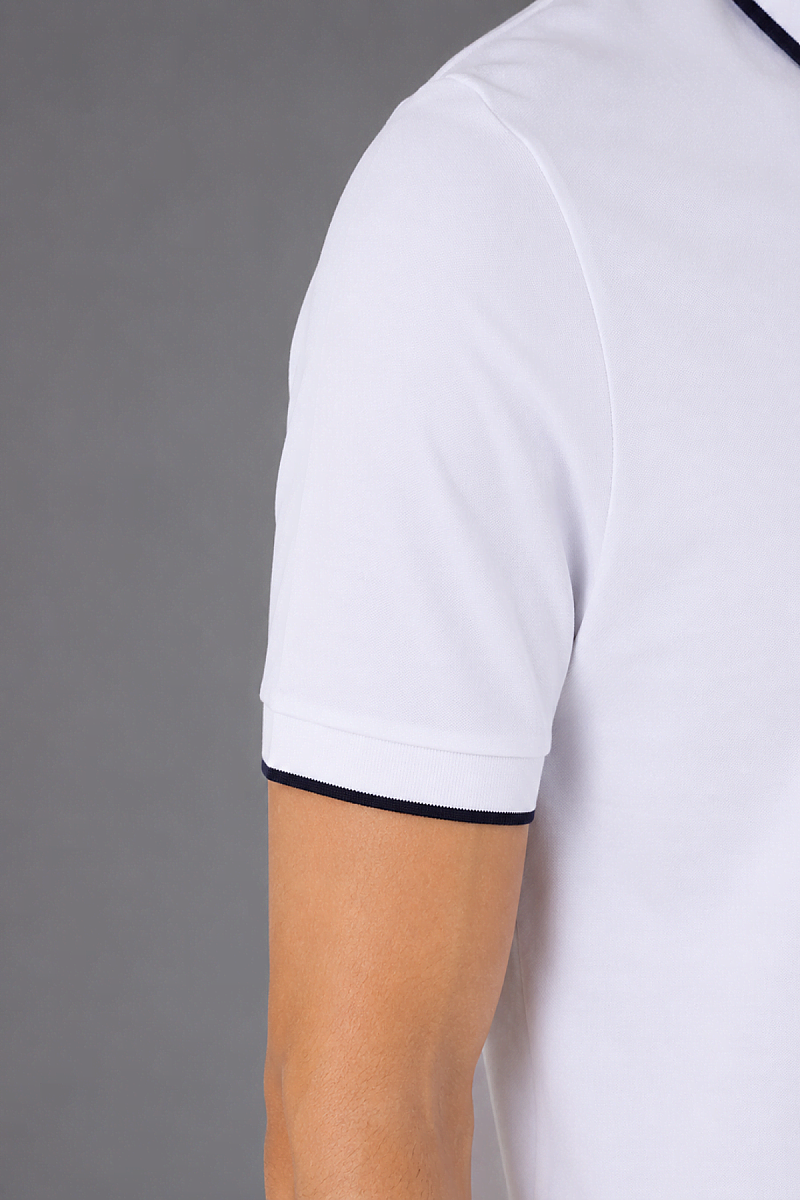 Beyaz Çerçeve Polo Yaka Fermuarli T-shirt - 4