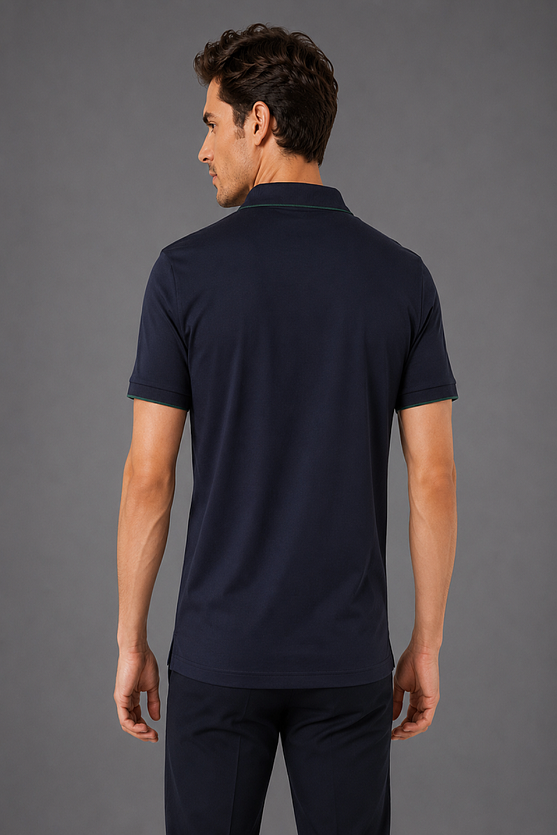 Lacivert Çerçeve Polo Yaka Fermuarli T-shirt (1)