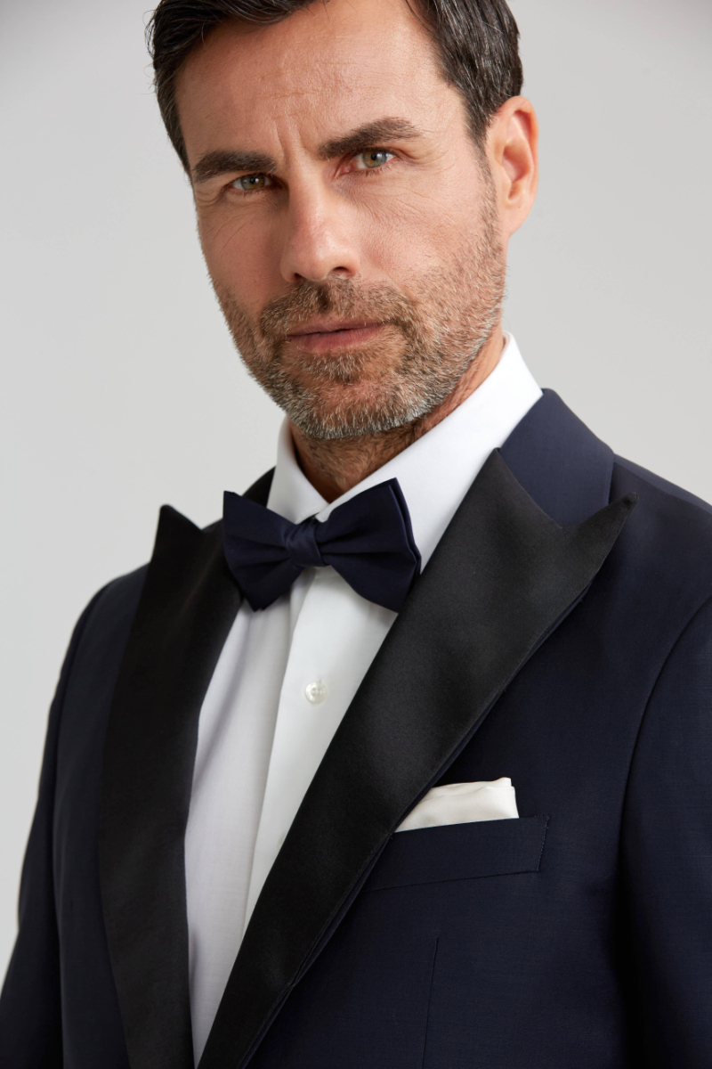 Çıkma Yaka Lacivert Erkek Smokin Takım - 3