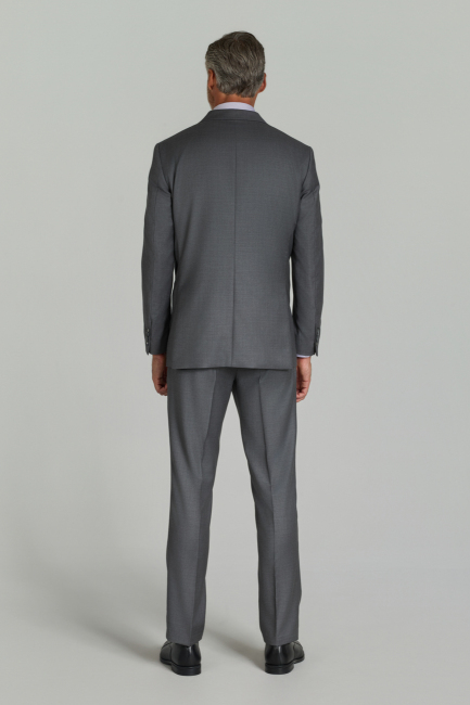 Comfort Fit 6 Drop Dokuma Mono Yaka Çift Yırtmaçlı Gri Erkek Takım Elbise - 8