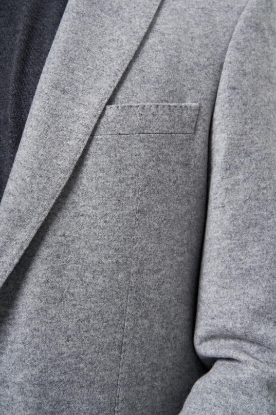 Comfort Fit Mono Yaka 6 Drop Gri Erkek Yün Ceket - 3